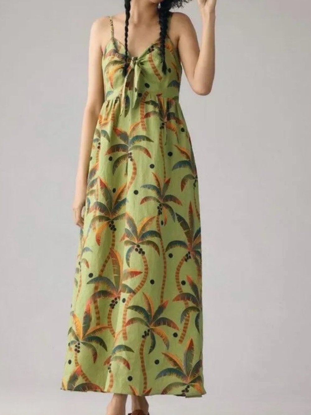 FARM Rio Olive Green Tropical Tie-Front Maxi Dress - Picture 2 of 6
